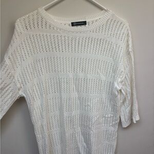 White Openwork Knit Swim Coverup
